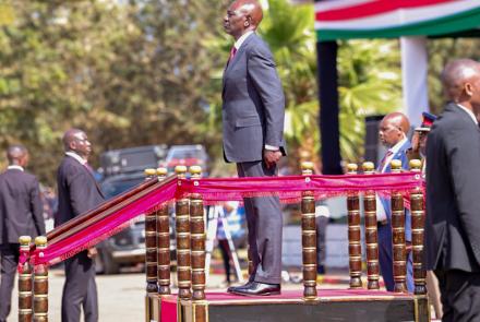 H.E President William Ruto at the 149th Pass out Parade at National Police College, Kiganjo.